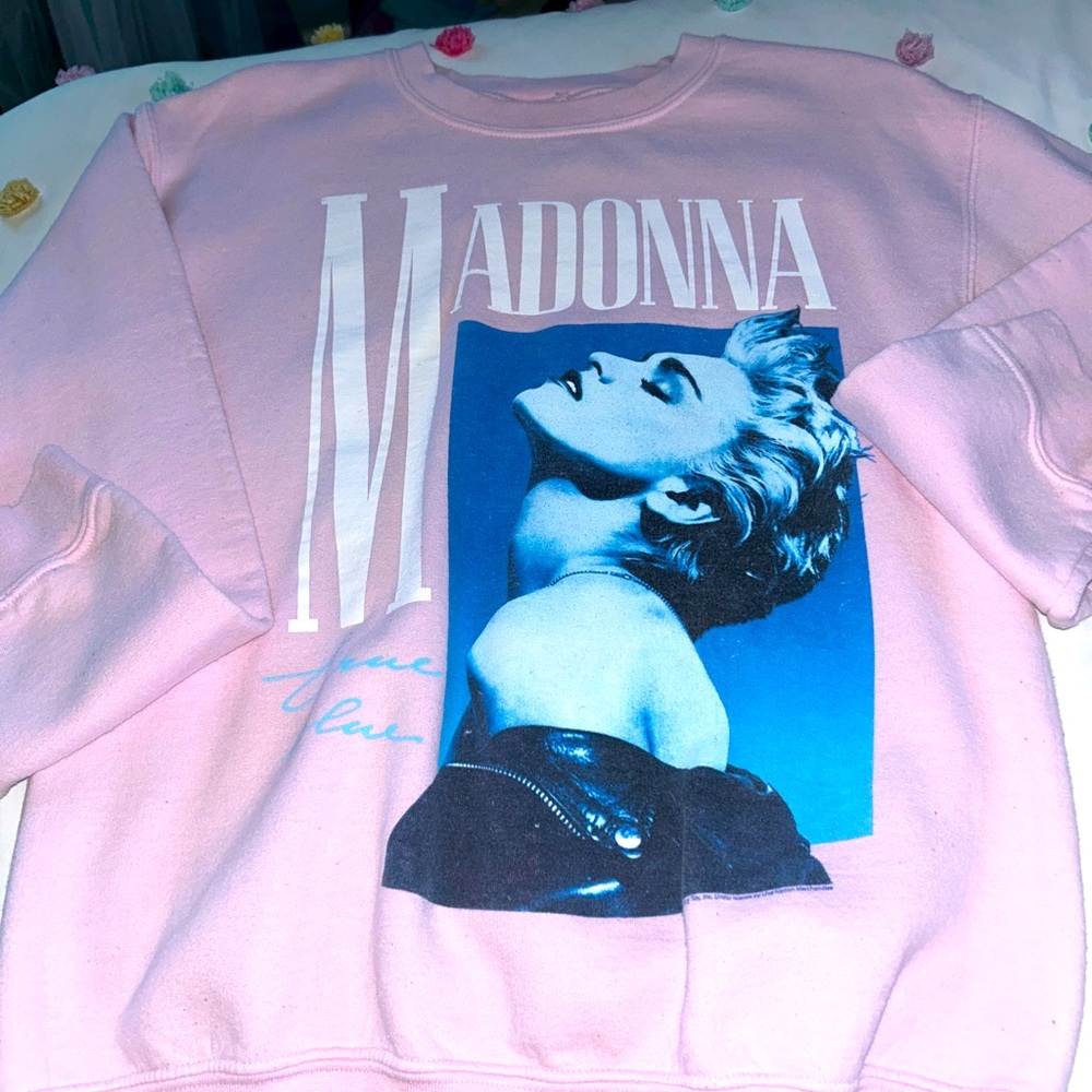 URBAN OUTFITTERS: PINK Vintage True Blue Madonna Crew Neck sweater